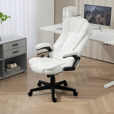 White High Back Swivel Executive Chair with Massage and Heat