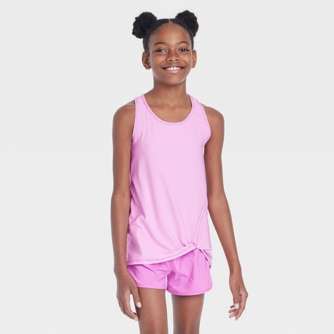 Girls' Seamless Cropped Tank Top - All In Motion™ Black Xs : Target