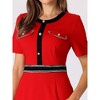Hobemty Women's Round Neck Short Sleeve Contrast Color Elegant Sheath Pencil Dresses - 4 of 4