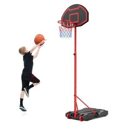 SKONYON Portable Basketball Hoop System 5.3-7 FT Adjustable Kid Indoor Outdoor W/ Wheels