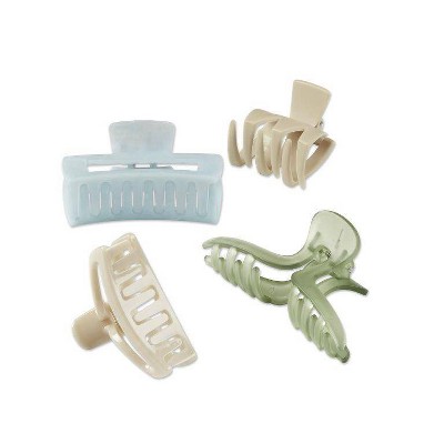 sc&#252;nci Consciously Minded Recycled Claw Clips - Matte Blue/Cream/Green/Taupe - All Hair - 4pcs