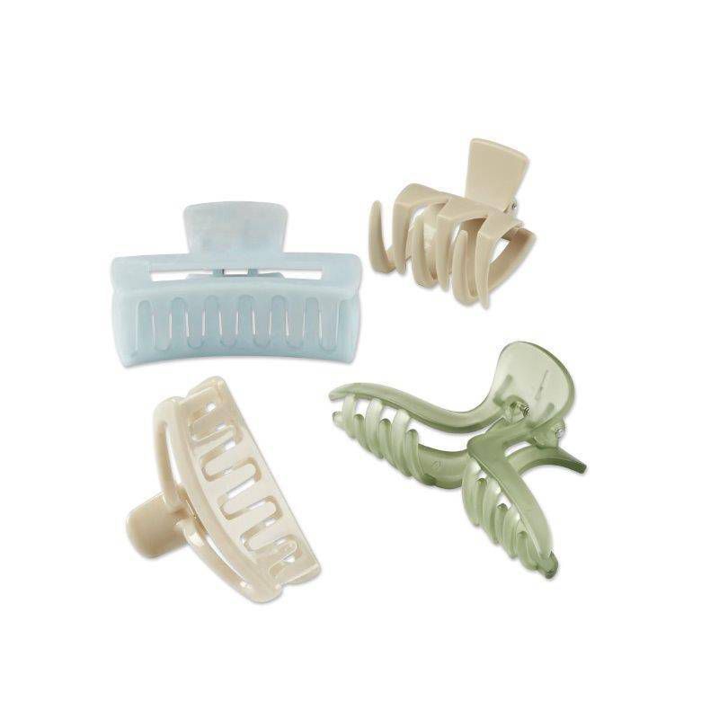 sc&#252;nci Consciously Minded Recycled Claw Clips - Matte Blue/Cream/Green/Taupe - All Hair - 4pcs, 4 of 8