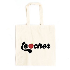 City Creek Prints Teacher Bold Apple Canvas Tote Bag - 15x16 - Natural - 1 of 2