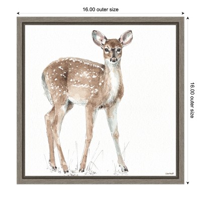 Forest Friends Deer Framed Canvas Wall Art in Gray