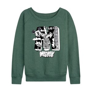 Women's - Disney - Mickey Mouse Lightweight French Terry Wide Neck Long Sleeve Shirt - 1 of 4
