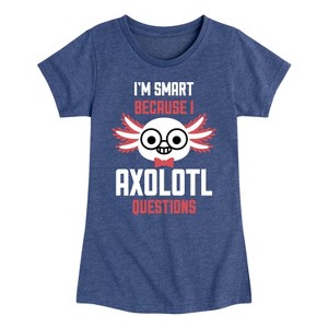 Girls' - Instant Message - Smart Axolotl Questions Fitted Short Sleeve Graphic T-Shirt - 1 of 4