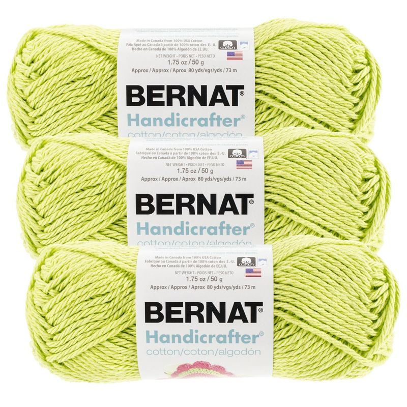 (Pack of 3) Bernat Handicrafter Cotton Yarn - Solids-Hot Green, 1 of 3