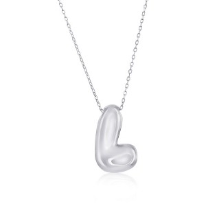 Bella Silver Sterling Silver, Bubble Initial Letter 18" Pendant Necklace - 1 of 2