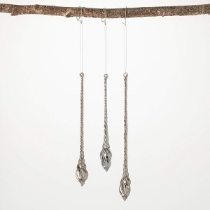 7.5"H  9"H and 10"H Sullivans Mirrored Swirl Drop Ornaments - Set of 3  Gray Christmas Ornaments - 1 of 2