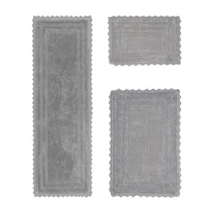 Lilly Crochet Collection 100% Cotton Tufted Reversible 3-Piece Bath Rug Set – Super Absorbent, Machine Washable Bathroom Mats with Crochet Pattern - 1 of 4