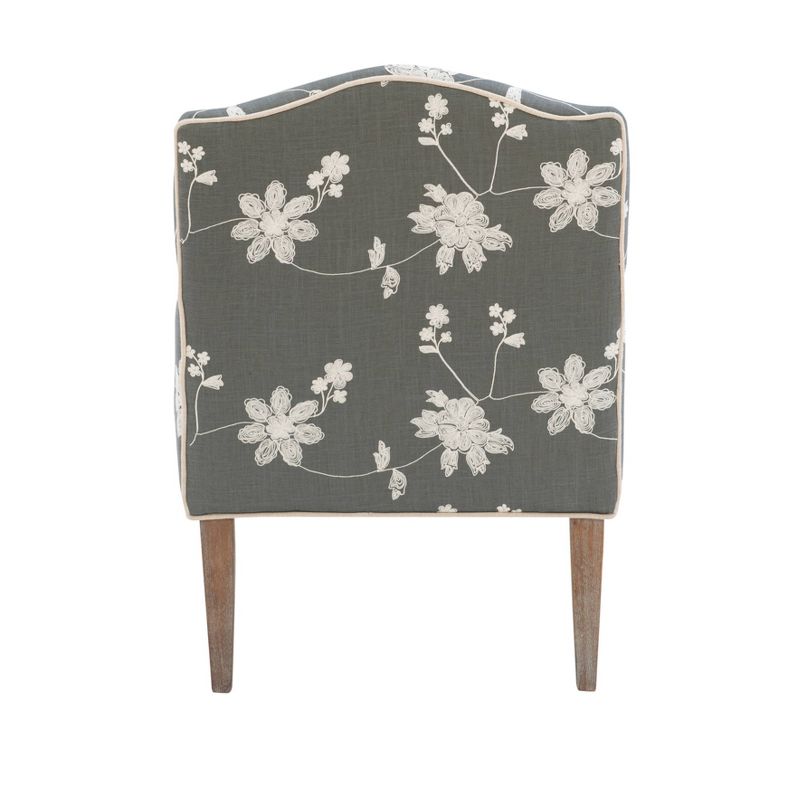 Traditional Floral Upholstered Embroidered Linen French Accent Armchair - Gray - Linon, 5 of 12