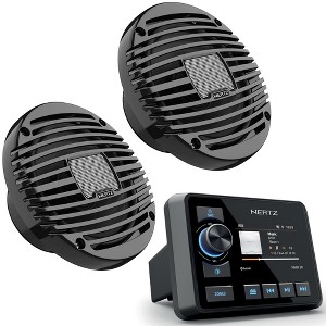 Hertz HMR 20 Marine Digital Media Receiver with 1 Pair HEX Series HEX-65-M-TC 6.5" 4-Ohm Marine Coax Set - Charcoal - 1 of 4