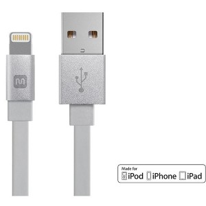 Monoprice Apple MFi Certified Flat Lightning to USB Charge & Sync Cable - 3 Feet - White | iPhone X, 8, 8 Plus, 7, 7 Plus, 6, 6 Plus, 5S - Cabernet - 1 of 4