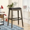 FURNIinspire Counter And Bar Stools Upholstered Bonded Leather Polyester Barstools, Bar Chair Without Backrest, Gray, 17"*20.25"*32" - 2 of 4