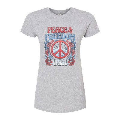 Women's - Instant Message - Peace And Freedom Fitted Graphic T-Shirt