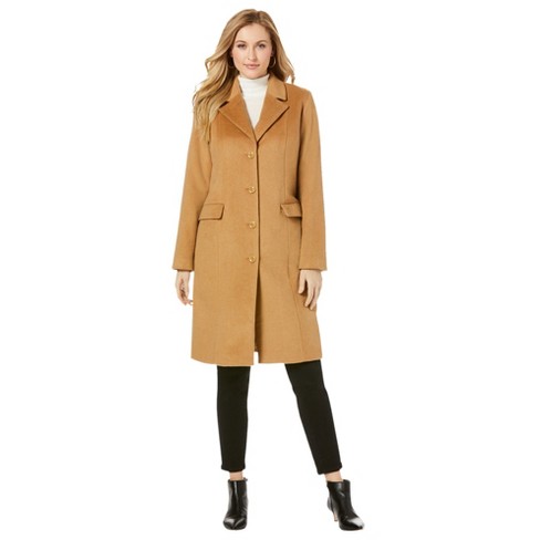 Jessica London Women’s Plus Size Notch Collar Coat, 20 W - Soft Camel ...