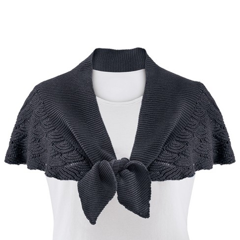 Collections Etc Pointelle Pull-through Capelet - image 1 of 4