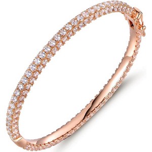 18K Gold Plated Crystal Bling Eternity Bangle Bracelet for Women with Sparkling Stones, Timeless Design - 1 of 4
