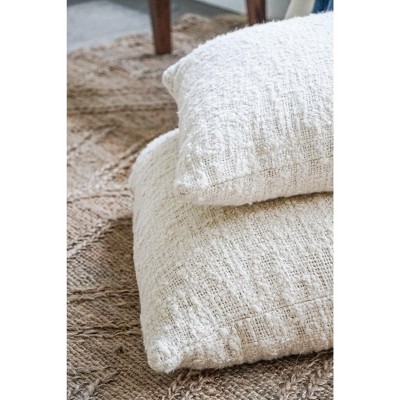 Luxurious White Boucle Throw Pillow 20x20