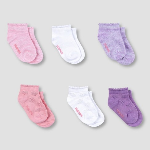Hanes Premium Baby Girls' 6pk Low Cut Comfortsoft Socks - Colors May Vary  6-12M