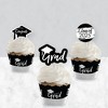 Big Dot of Happiness 2025 Black and White Graduation Cupcake Decoration - Party Cupcake Wrappers and Treat Picks Kit - Set of 24 - 3 of 4
