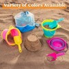 Foldable Beach Bucket Set - 3 Collapsible Toy Buckets with Shovels Mesh Backpack Party, Camping, Travel, Fishing - 2 of 4
