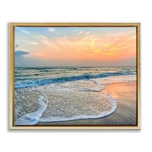 Stupell Industries Vast Panoramic Beach Layered Waves Floating Frame Canvas Art - 1 of 4