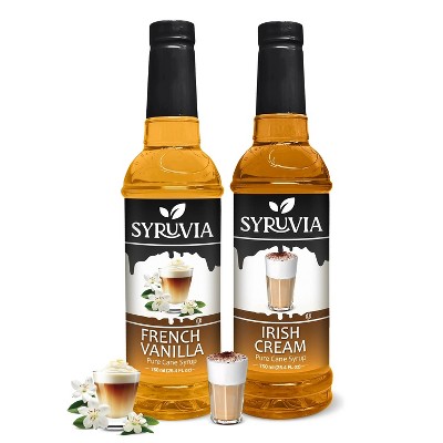 Syruvia Coffee Flavors Variety Pack: French Vanilla & Irish Cream 25.4 fl oz Syrup