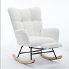 Modern Nursery Rocking Chair with Footrest, Teddy/Corduroy Upholstered Glider Chair with High Backrest & Solid Wood Legs - ModernLuxe - 2 of 4