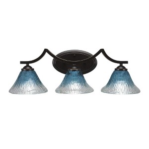 Toltec Lighting Zilo 3 - Light Vanity in  Dark Granite with 7" Teal Crystal Shade - 1 of 1