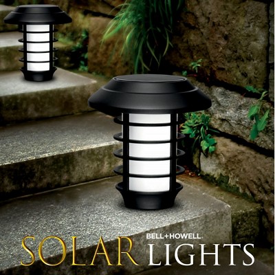 Black Solar Powered LED Pathway Light Set with Flame Mode