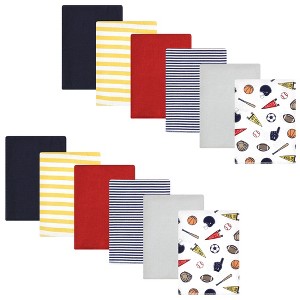 Hudson Baby Infant Boy Cotton Flannel Burp Cloths Bundle, Sports Fan, One Size - 1 of 4