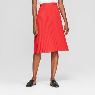 Women's Pleated Midi Skirt – A New Day™ + Vital Voices – Red S 