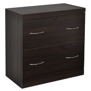 Costway 2-Drawer File Cabinet w/Lock, Hinging Bar Letter & Legal Size Espresso - 1 of 4