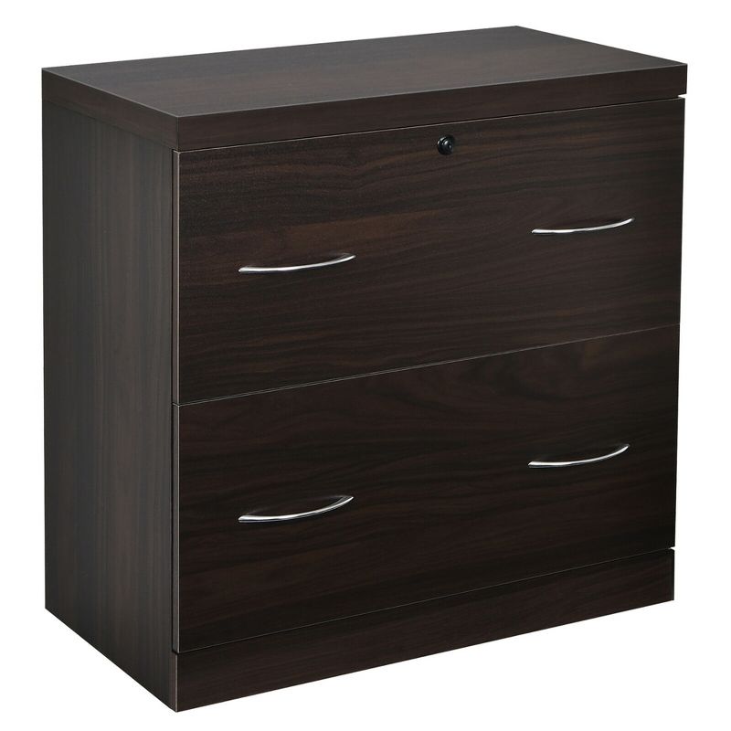 Costway 2-Drawer File Cabinet w/Lock, Hinging Bar Letter & Legal Size Espresso, 1 of 11