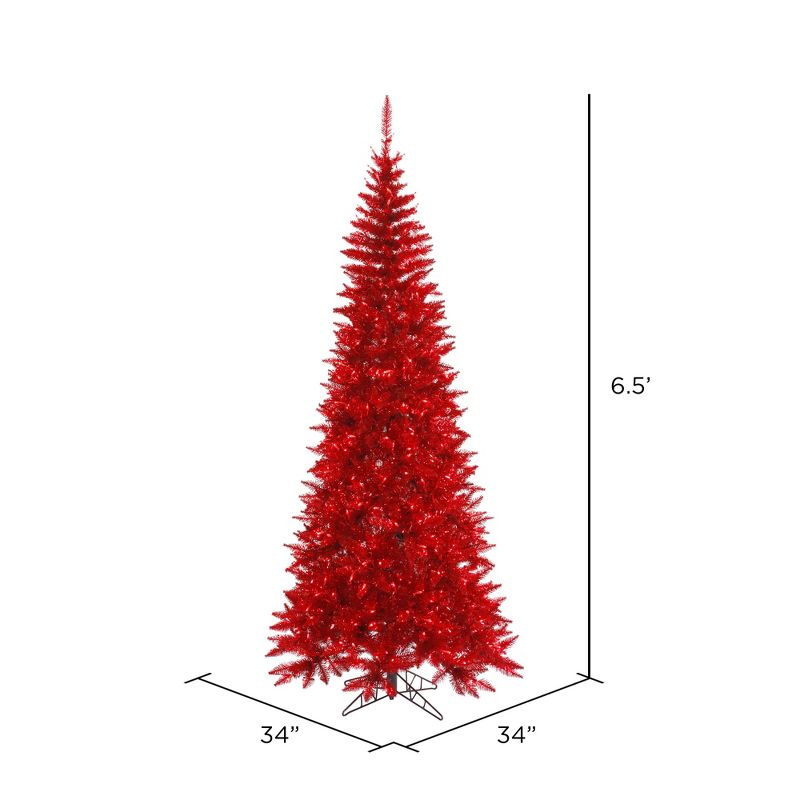 Vickerman Red Tinsel Fir Slim Artificial Christmas Tree, 2 of 4