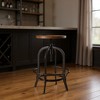 HomeRoots Brown and Black Solid Wood and Metal Backless Adjustable Height Swivel Bar Chair - 2 of 4