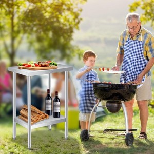 Nasitip Stainless Steel Work Table with Adjustable Undershelf, Heavy-Duty Prep Table for Kitchen, Restaurant, Garage – Silver - 1 of 4