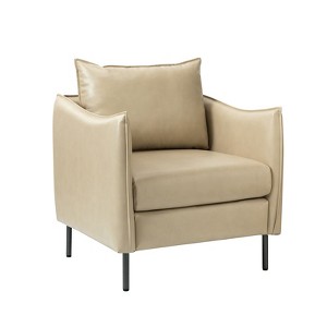 Georges Modern Vegan Leather Armchair with Unique Arms|ARTFUL LIVING DESIGNS - 1 of 4