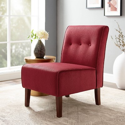 Elegant Coco Slipper Accent Chair in Luxurious Red with Sturdy Wood Frame