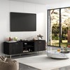 Hitow Brown 2-Doors TV Console TV Stand With Storage Shelves Entertainment Centers - 3 of 4