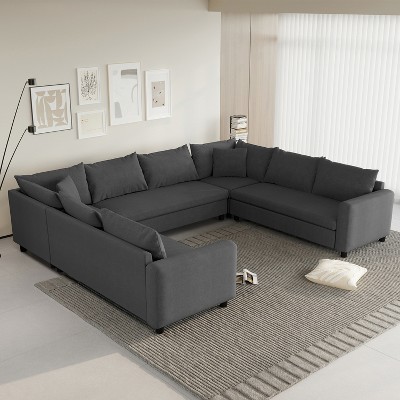 4/5/6/8 Seat Modular Sectional Sofa Couch Set, Convertible Sofa Chair for Living Room -ModernLuxe