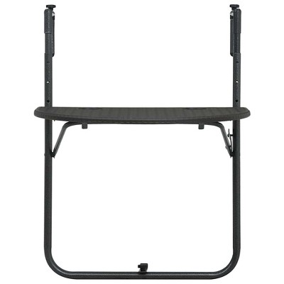 vidaXL Balcony Table Brown Plastic, Steel Medium Foldable