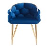 Ridstar Upholstered Handmade Velvet Accent Chair & Armchair With Gold Legs For Reading, Living Room-Blue - 4 of 4