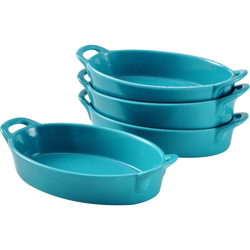 Bruntmor 8" x 5" Oval Ceramic Deep Dish Pie Pan - Blue - Set of 4, 1 of 8
