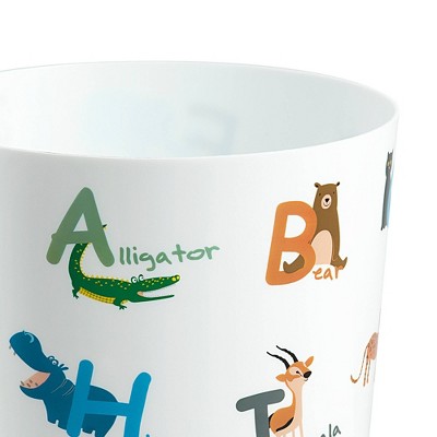 White Plastic Animal Alphabet Kids' Wastebasket