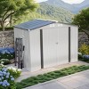 8X6 FT White Metal Outdoor Storage Shed with Window and Lockable Door, All-Weather Gray Gable Roof Garden Tool Shed for Backyard or Lawn – Cuddlewood - 2 of 4
