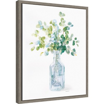 Beach Flowers in Transparent Vase Canvas Wall Art