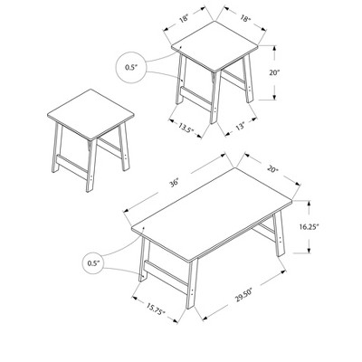 Cappuccino Laminate 3-Piece Coffee and End Table Set