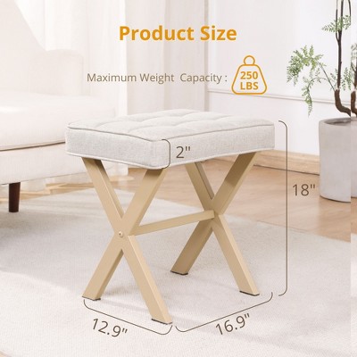 Arceso Ottoman Foot Stool Vanity Stool, Square X-Leg Foot Rest Ottoman Makeup Stool, Small Stool Chair for Vanity,for Makeup Room, Living Room